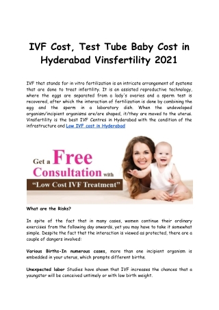 IVF Cost, Test Tube Baby Cost in Hyderabad Vinsfertility 2021