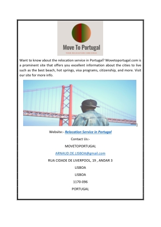 Relocation Service in Portugal | Movetoportugal.com