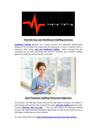 Find the low cost Healthcare Staffing Services