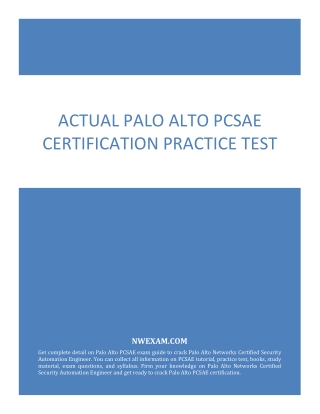 ACTUAL PALO ALTO PCSAE CERTIFICATION PRACTICE TEST