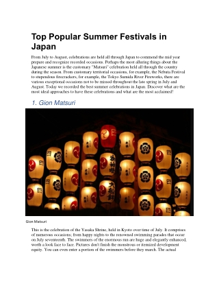 Top Popular Summer Festivals in Japan
