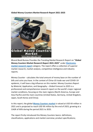 Global Money Counters Market Research Report 2021-2025