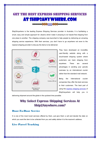 Get the Best Express Shipping Services