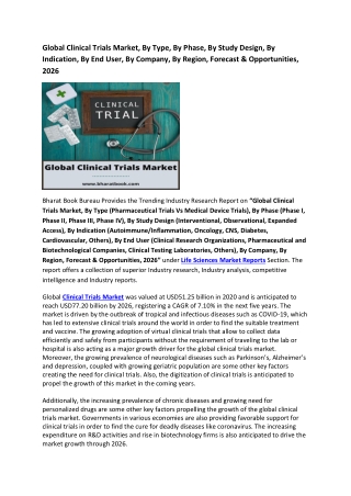 Global Clinical Trials Market Research Report 2021-2026