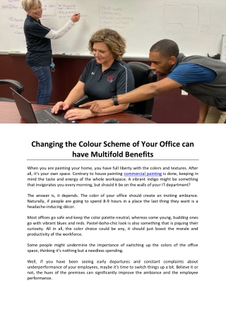 Changing the Colour Scheme of Your Office can have Multifold Benefits