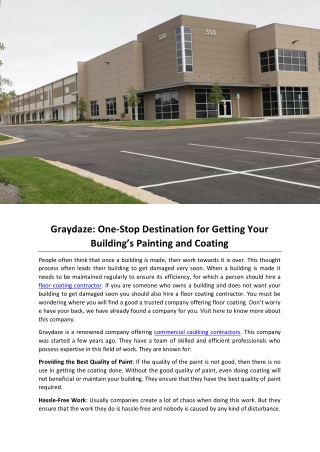 Graydaze One-Stop Destination for Getting Your Building’s Painting and Coating
