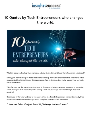 10 Quotes by Tech Entrepreneurs who changed the world.