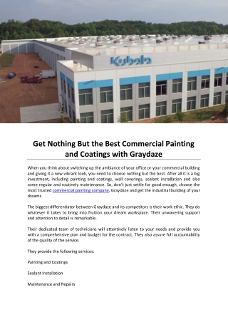 Get Nothing But the Best Commercial Painting and Coatings with Graydaze