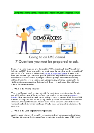 Going Into an LMS Demo 7 Questions That You Must be Prepared to Ask!