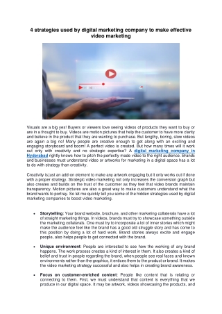 4 strategies used by digital marketing company to make effective video marketing