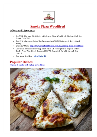 5% Off - Smoky pizza woodfired | Pizza takeaway Kedron, QLD