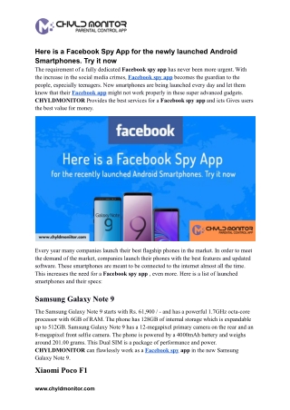 Here is a Facebook Spy App for the newly launched Android Smartphones