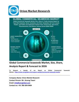 Global Commercial Seaweeds Market Trends, Size, Competitive Analysis and Forecas