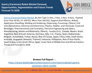 Gantry (Cartesian) Robot Market Demand, Opportunities, Segmentation and Future Trends Forecast To 2028