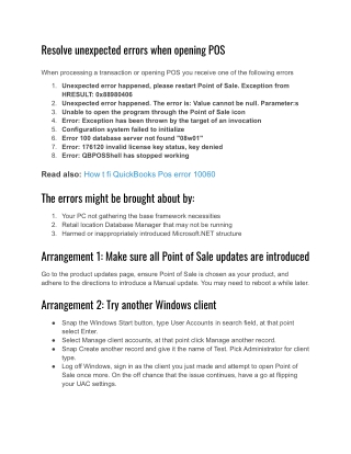 Resolve unexpected errors when opening POS