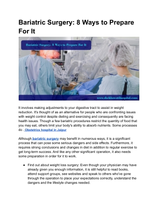 Baretric Surgery Hospital in Jaipur - GP Shekhawati Hospital