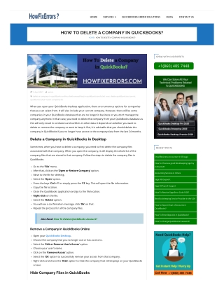 How To Delete a Company in QuickBooks