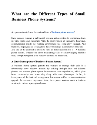 Different Types of Small Business Phone Systems
