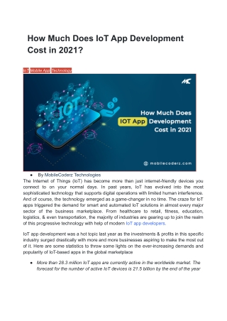How Much Does IoT App Development Cost in 2021