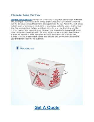 Chinese Take Out Box-Custom Cupcake Boxes-Chinese Food Boxes