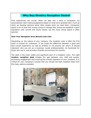 Why Buy Sinetica Reception Desks?