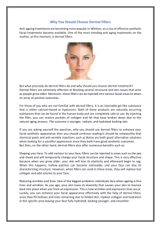 Why You Should Choose Dermal Fillers