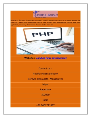 Landing Page development