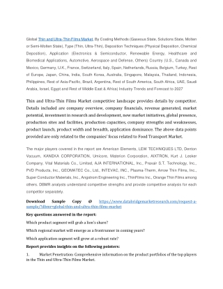 Thin and Ultra-Thin Films Market Segmentation, Size, Analysis, Key Players and F