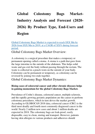 Global Colostomy Bags Market
