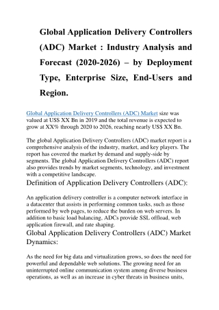 Global Application Delivery Controllers