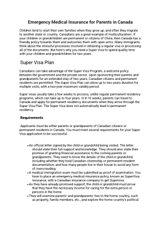 Best Insurance Provider for Super Visa Insurance
