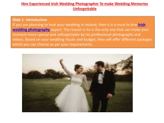 Hire Experienced Irish Wedding Photographer To make Wedding Memories Unforgettab