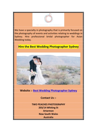 Hire the Best Wedding Photographer Sydney 0