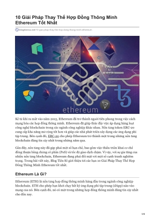 10 Giải Pháp Thay Thế Hợp Đồng Thông Minh Ethereum Tốt Nhất