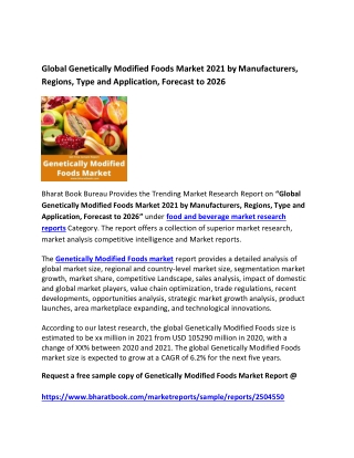 Global Genetically Modified Foods Market 2021 by Manufacturers Forecast 2026