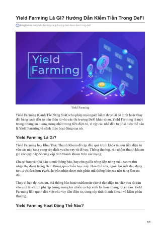 Yield Farming Là Gì? Hướng Dẫn Kiếm Tiền Trong DeFi