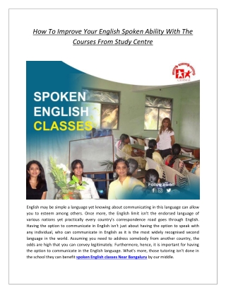 How To Improve Your English Spoken Ability With The Courses From Study Centre