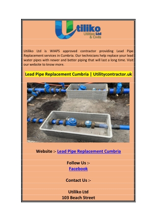 Lead Pipe Replacement Cumbria  Utilitycontractor.uk