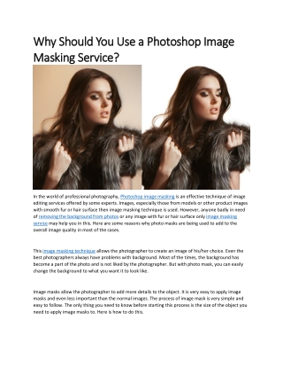 Why Should You Use A Photoshop Image Masking Service