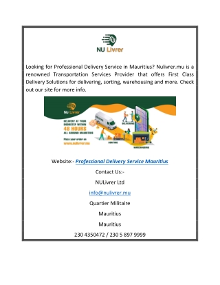 Professional Delivery Service Mauritius | Nulivrer.mu