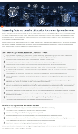 Interesting facts and benefits of Location Awareness System Services