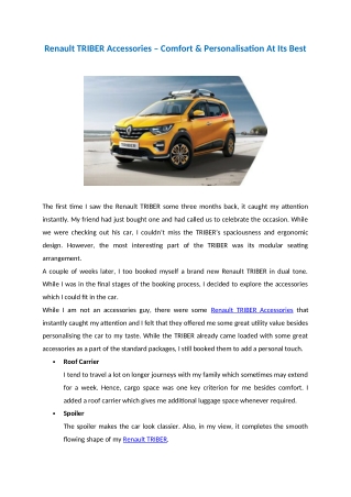 Renault TRIBER Accessories – Comfort & Personalisation At Its Best