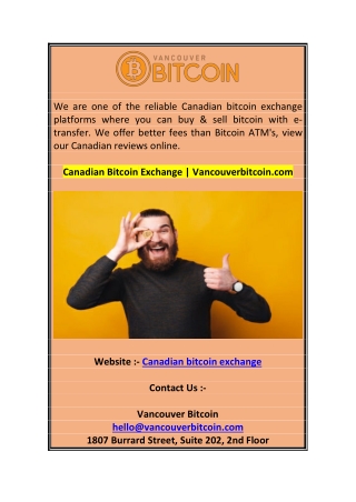 Canadian Bitcoin Exchange  Vancouverbitcoin.com