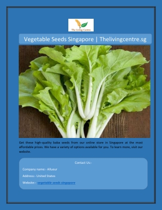 Vegetable Seeds Singapore | Thelivingcentre.sg