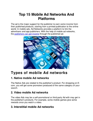 Top 15 Mobile Ad Networks And Platforms