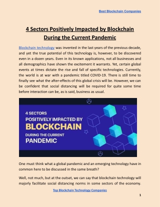 4 Sectors Positively Impacted by Blockchain During the Current Pandemic