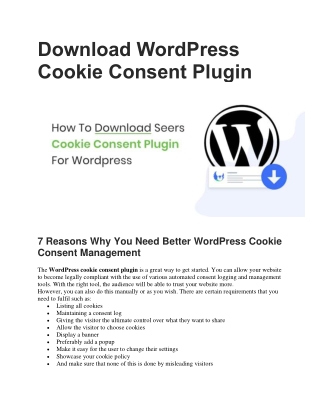 Download WordPress  Cookie Consent Plugin