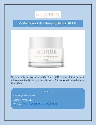 Water Pack CBD Sleeping Mask 30 ML