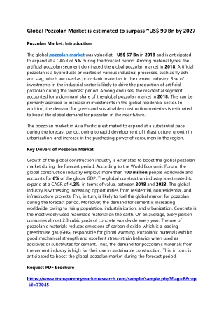 Global Pozzolan Market is estimated to surpass ~US$ 90 Bn by 2027