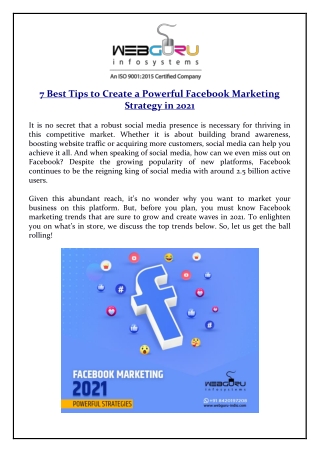 7 Best Tips to Create a Powerful Facebook Marketing Strategy in 2021